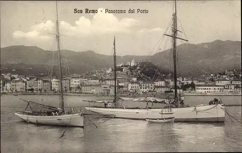 Ak San Remo Liguria, Panorama dal Porto, Yachten, Häuser