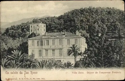 Ak San Remo Ligurien, Villa Zirio, Sejour de l'empereur Frederic