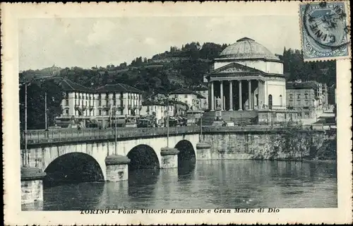 Ak Torino Turin Piemonte, Ponte Vittorio Emanuele e Gran Madre di Dio