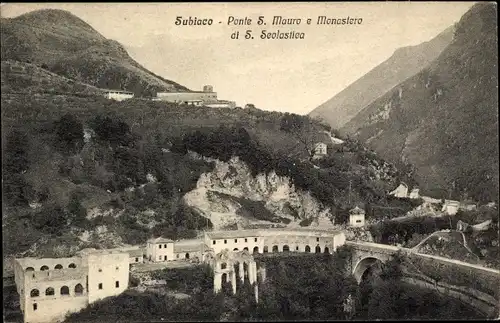Ak Subiaco Lazio Italien, Ponte S. Mauro a Monastero ai S. Scolastica