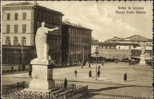 Ak Livorno Toscana, Piazza Carlo Alberto