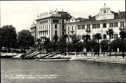 Ak Pallanza Lago Maggiore Piemonte, Albergo Belvedere a Palazzo Comunale