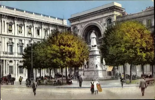 Ak Milano Mailand Lombardia, Monumento a Leonardo da Vinci