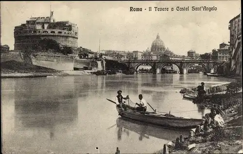 Ak Roma Rom Lazio, Il Tevere a Castel Sant'Angelo