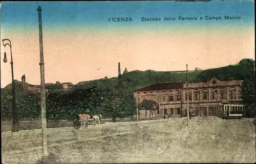 Ak Vicenza Veneto Venetien, Stazione della Ferrovia e Campo Marzio