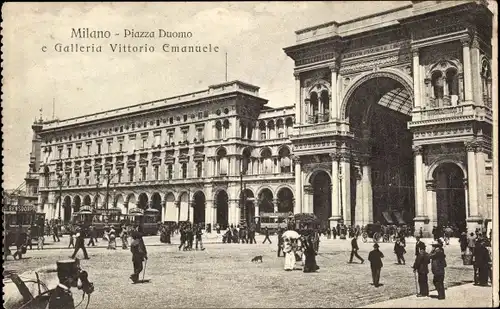 Ak Milano Mailand Lombardia, Piazza Duomo e Galleria Vittorio Emanuele