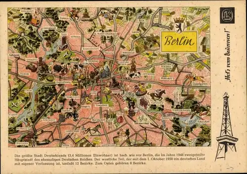 Stundenplan Reklame Brunnen Zeichenblock Schulblock, Landkarte Berlin um 1960