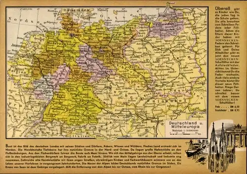 Stundenplan Soennecken Schulfüller Aufsteckfeder S4 & S6, Landkarte Europa, Schlesien, Ostpreußen