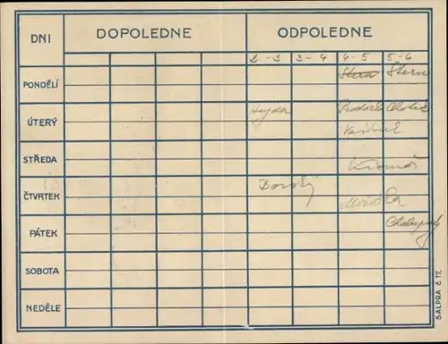 Stundenplan Tempo, Echter englischer Stahl, Praga Péro, Tschechien, Kinder mit Trachten um 1950