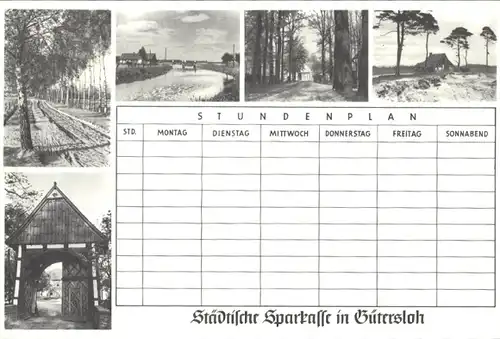 Stundenplan Städtische Sparkasse Gütersloh, Wanderwege in und um Gütersloh um 1960