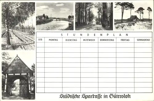 Stundenplan Städtische Sparkasse Gütersloh, Wanderwege in und um Gütersloh um 1960