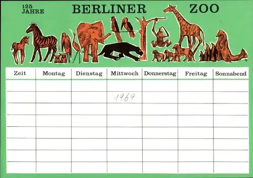 Stundenplan Der Tagesspiegel Berliner Morgenzeitung - 125 Jahre Berliner Zoo 1969