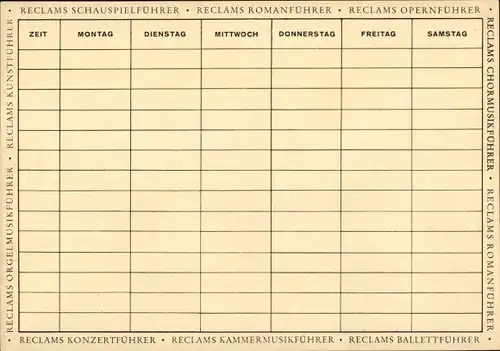 Stundenplan Reclam Universal-Bibliothek, Moderne Autoren, Heinrich Böll, Hans Binder um 1960