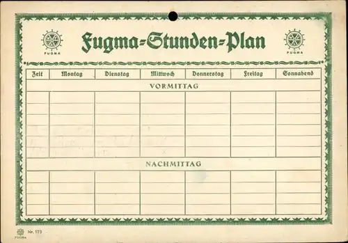 Stundenplan Fugma Stundenplan um 1930