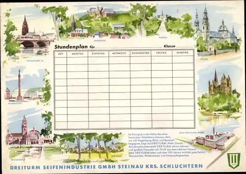 Stundenplan Dreiturm Seifenindustrie GmbH Steinau Kreis Schlüchtern, Dreiturm-Werk um 1960
