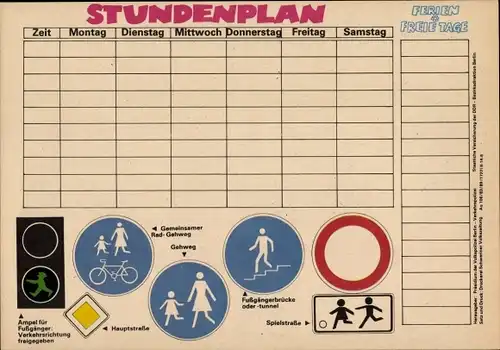 Stundenplan DDR Präsidium Volkspolizei Berlin, Sicherheit im Straßenverkehr um 1970