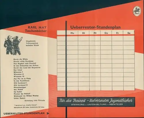 Stundenplan Ueberreuter Jugendbücher, Wien Österreich, Karl May Taschenbücher um 1950