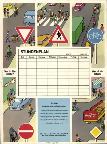 Stundenplan Coca-Cola GmbH, Grundregeln im Straßenverkehr, LKW mit Werbung um 1960