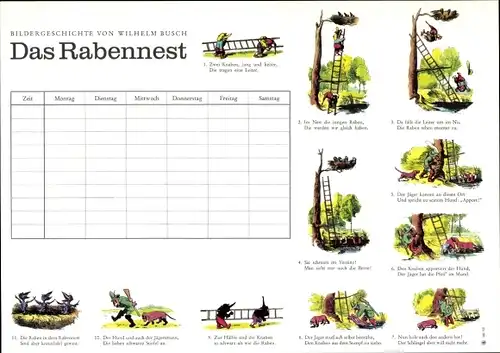 Stundenplan Sparkassen Verlag, Bildergeschichte Wilhelm Busch "Das Rabennest" um 1960