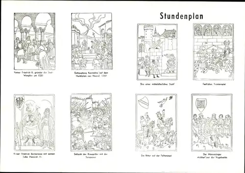 Stundenplan Staufen Zeichenblock, Hefte, Die Geschichte der Staufen-Kaiser um 1960