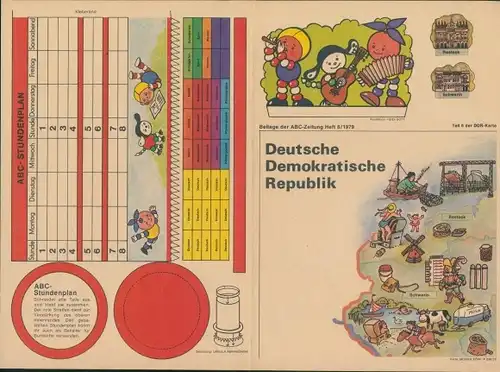 Stundenplan DDR Beilage der ABC-Zeitung 1979, Bastelbogen, ABC-Stundenplan