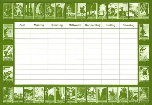 Stundenplan Karl-May Verlag, Bamberg Radebeul, Gesammelte Werke, Auflistung Bände um 1970