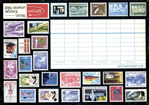 Stundenplan Strom Energie unserer Welt, Briefmarken Deutschland, Österreich etc. um 1960