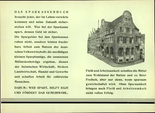 Stundenplan Sparkasse Herzogtum Gotha, Das Sparkassenbuch, Hausansicht um 1950