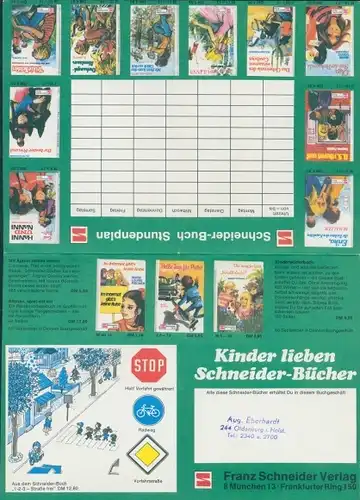 Stundenplan Franz Schneider Verlag, Kinderbücher,  Neuerscheinungen um 1970