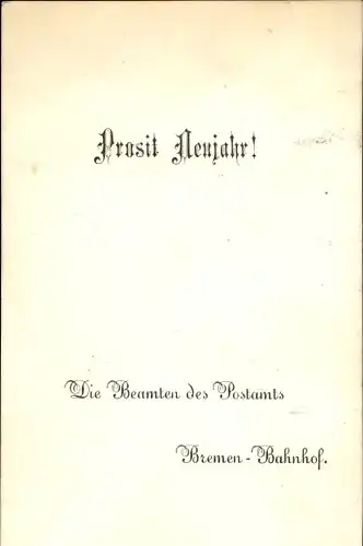 Postamt Neujahrsgrüße - Die Beamten des Postamtes Bremen Bahnhof um 1890