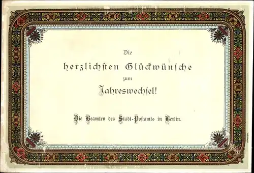 Postamt Neujahrsgrüße - Die Beamten des Stadt-Postamts in Berlin um 1890