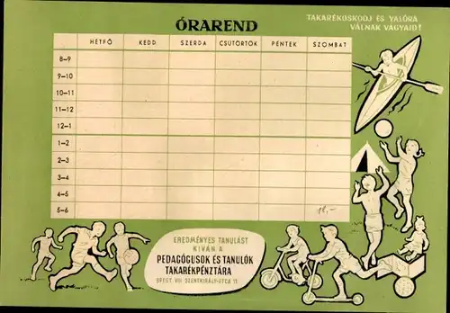 Stundenplan Ungarn, Lerne Dein Land kennen, Kinder treiben Sport um 1960