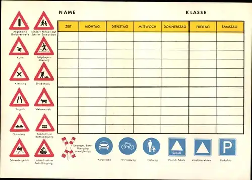 Klapp Ak Der richtige Weg, Reklame Komma Füller, Verkehrspolizist, Verkehrszeichen