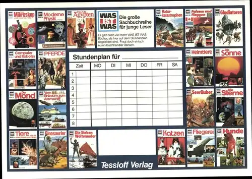 Stundenplan Tessloff Verlag, Sachbuchreihe "Was ist Was" um 1970