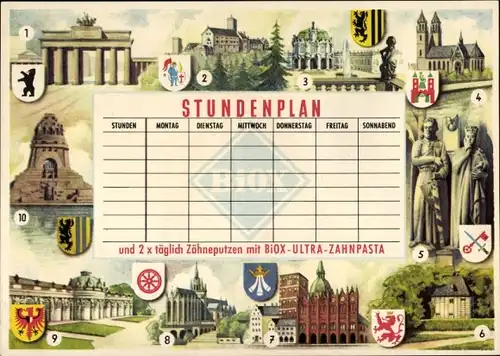 Stundenplan BIOX-Ultra Sauerstoff-Zahnpasta - Kennst Du Mittel-Deutschland Ostdeutschland um 1960