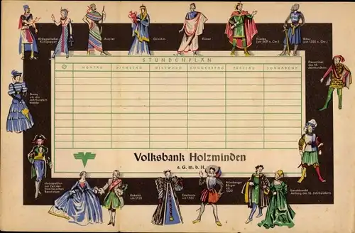 Stundenplan Volzbank Holzminden GmbH - Historische Bekleidung um 1960