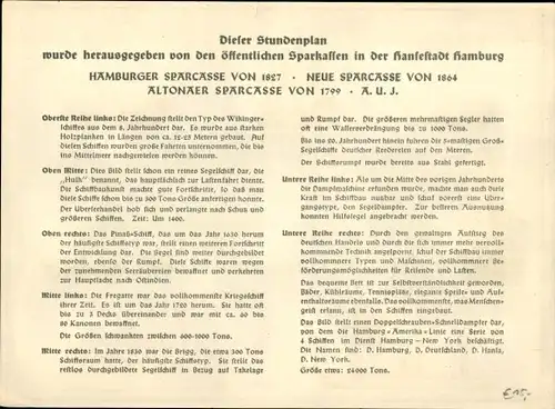 Stundenplan Öffentliche Sparkassen Hamburg, Entwicklung der Schifffahrt, Segelschiffe um 1960