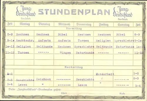 Stundenplan Jung Deutschland Stiefel Jugendschuhe - Schuhhaus Kaufbeuren um 1935