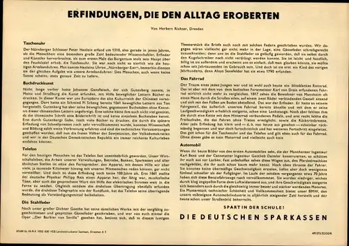 Stundenplan DDR, Die Deutschen Sparkassen, Erfindungen, die den Alltag eroberten um 1960