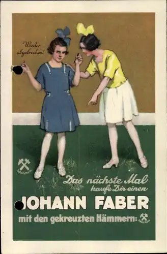Künstler Ak Johann Faber Füller, Reklame, Mit den gekreuzten Hämmern