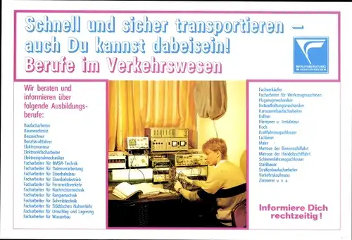 Stundenplan DDR Berufsberatung im Verkehrswesen, Reichsbahn, Straßenbahn, Schiffe um 1980