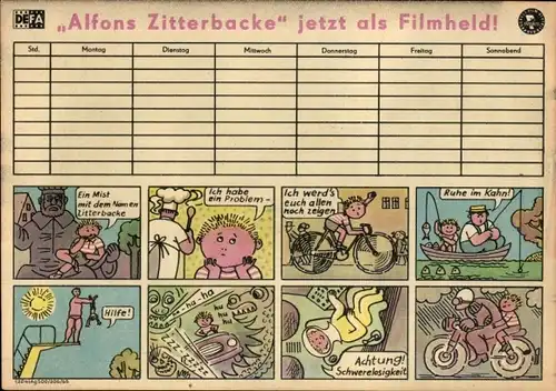 Stundenplan DDR 20 Jahre DEFA 1966, Alfons Zitterbacke jetzt als Filmheld 1966