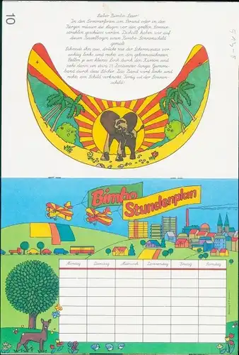 Zeitschrift Bimbo "Der kleine Tierfreund" 1985 mit Stundenplan