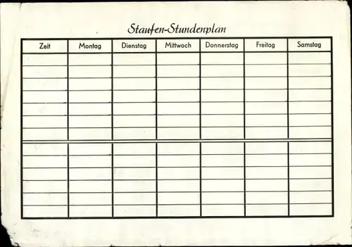 Stundenplan Staufen Zeichenblock, Hefte, Burg Hohenstaufen um 1960