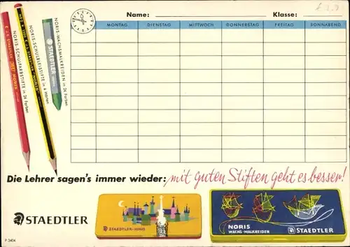 Stundenplan Staedtler Stifte, Boeing Jet Intercontinental LUFTHANSA, Daten um 1960