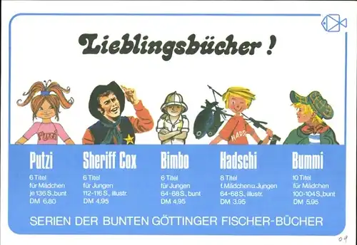 Stundenplan Göttinger Fischer-Bücher, Lieblingsbücher, Putzi, Sheriff Cox, Bimbo 1976/77