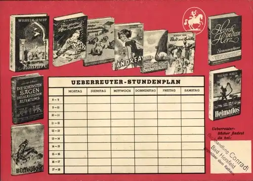 Stundenplan Ueberreuter Jugendbücher, Buchauflistung, Neuerscheinungen um 1960