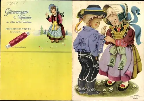 Stundenplan Gptermannßs Nähseide, Kinder in Trachten, Schwarzwald, um 1950