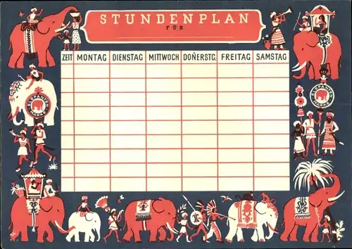Stundenplan Reklame Elefanten-Schuhe, Jugendschuhe, Kinderschuhe um 1950