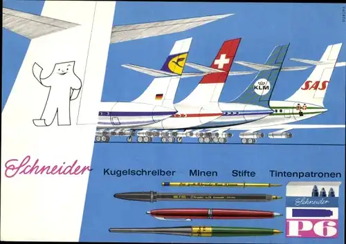 Stundenplan Schneider Kugelschreiber, Stifte, Tintenpatronen, PAN Am Flugzeug um 1960